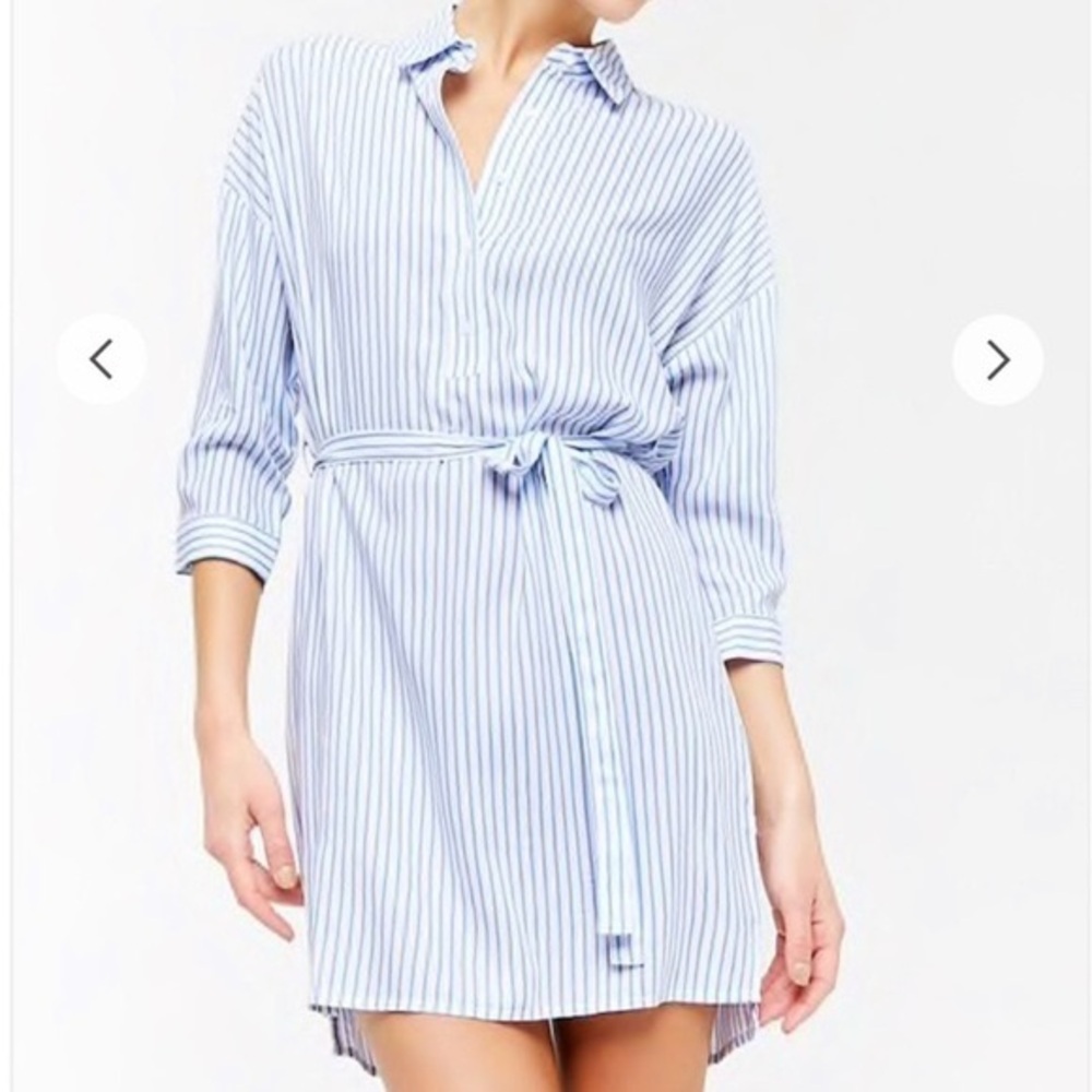 Forever 21 Striped Black and White Shirt Dress Size Large